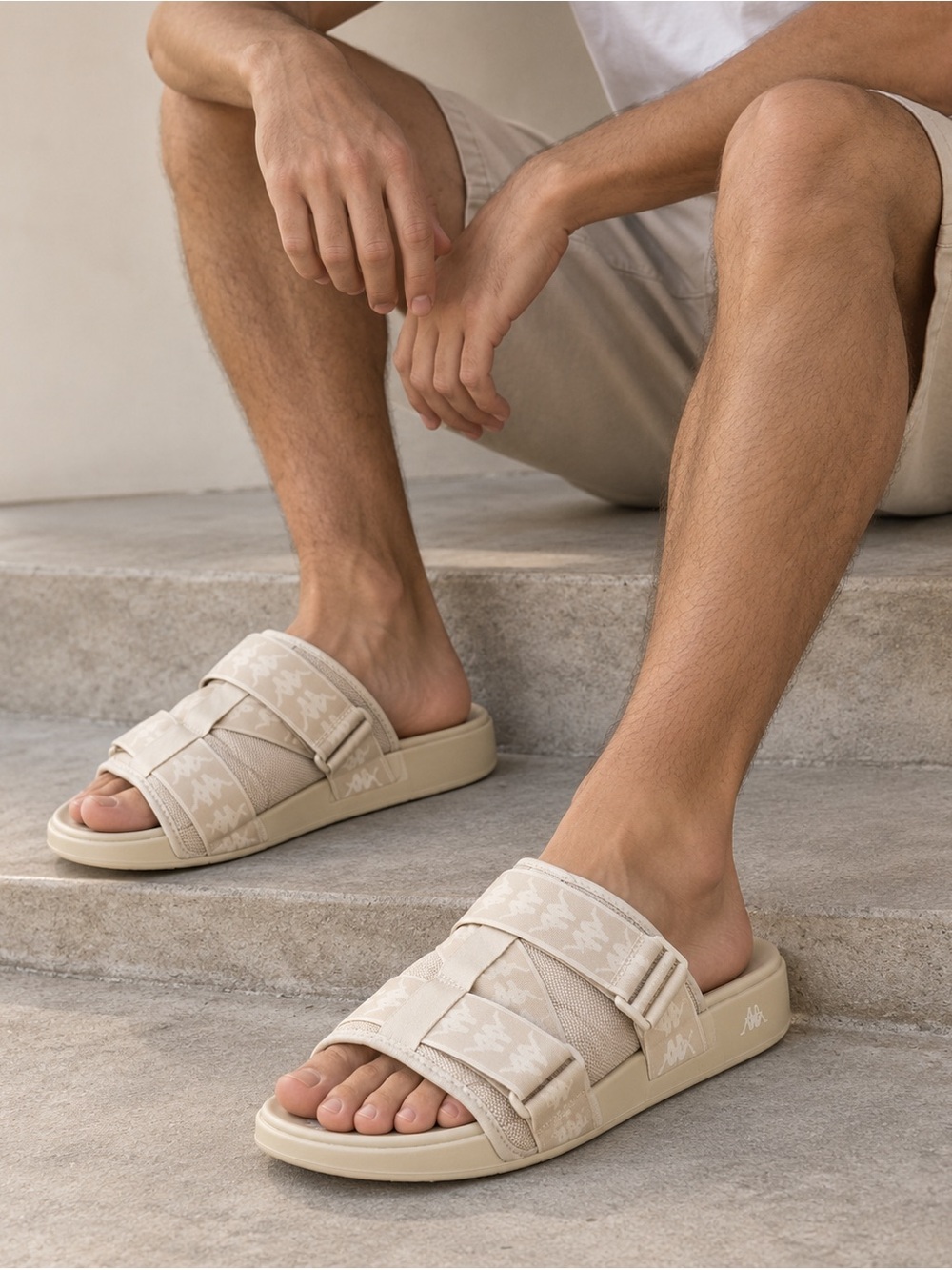 Kappa Beige Slide Sandals with Straps